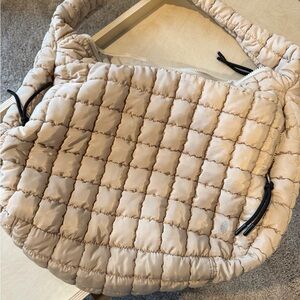 Free People Quilted Carry All Tan Shoulder Bag